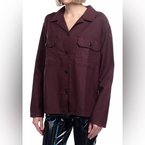 THE GREAT. Army Shirt Jacket Linen Blend - Picture 2 of 7